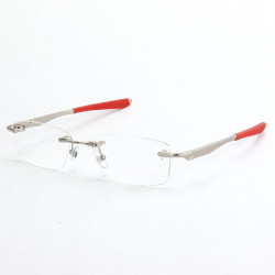 Armação de Óculos Flutuante Sem Aro Wingfold Prata e Vermelho